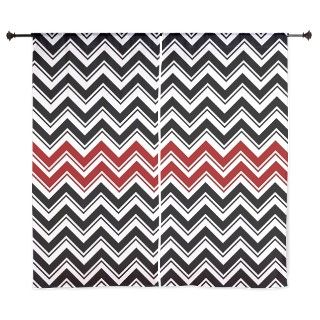 Red and Black Chevron Stripes Curtains by OnlineGiftStore