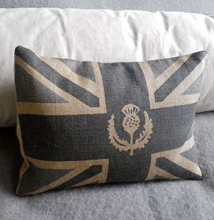 scottish thistle union jack cushion by helkatdesign