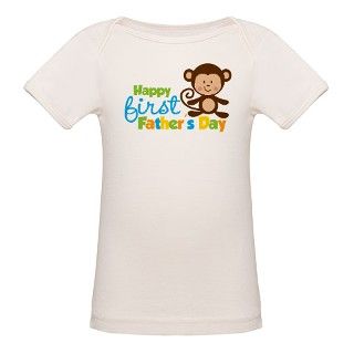 Boy Monkey Happy 1st Fathers Day Tee by HeatherRogersDesigns