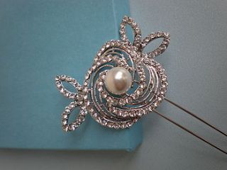 pearl and diamante hair pin by radiance boutique