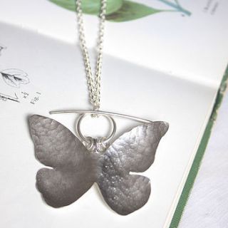 silver butterfly pendant necklace by yume jewellery