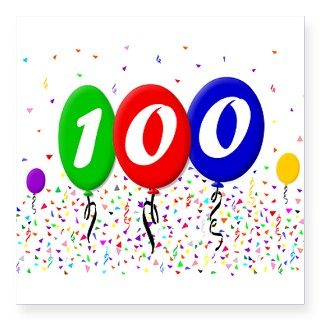 100th Birthday Square Sticker 3 x 3 by mousecrafter