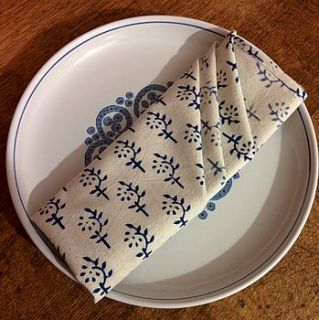 hand block printed tablecloth and napkin set by the fairground