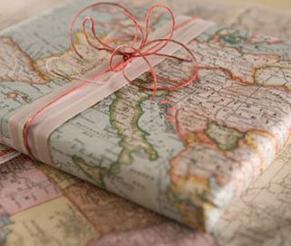 vintage inspired map wrapping paper by thelittleboysroom