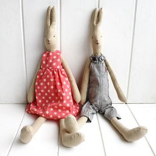 vintage style tall linen rabbit by posh totty designs interiors