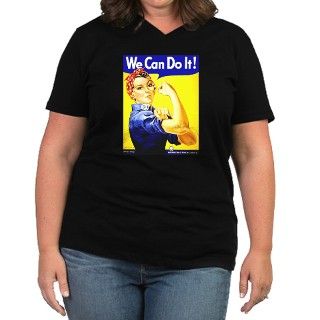 Rosie the Riveter Womens Plus Size V Neck Dark T  by ourkrazykulture