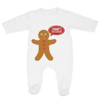 personalised gingerbread babygrow by little baby boutique