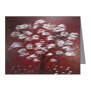 White Tree Red Background Note Cards (Pk of 10) by GaryMcCorkleWhiteTreeRedBackground