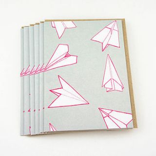 set of six plane pattern greetings cards by sparrow + wolf