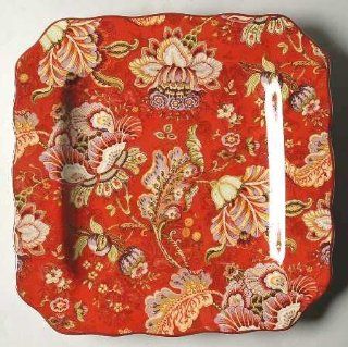 222 Fifth Gabrielle Red Dinner Plates, Set of 4, Square Kitchen & Dining