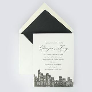 cityscape letterpress wedding invitation by piccolo