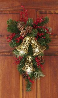 Collections Etc   Holiday Bells Evergreen Swag Door Decor By Collections Etc   Christmas Wreaths