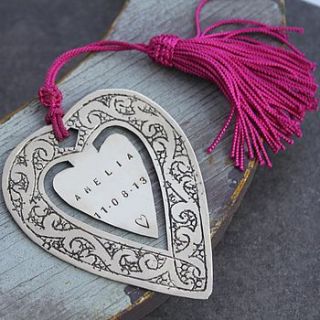 personalised silver heart bookmark by posh totty designs boutique