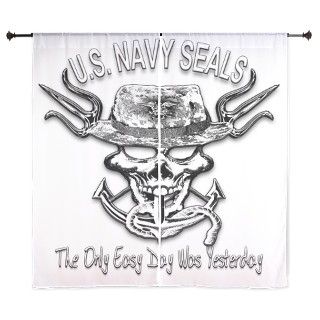 USN Navy Seal Skull Black and White 60 Curtains by Admin_CP28080418