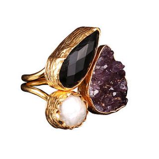 jeylan black onyx pearl and amethyst ring by sultanesque