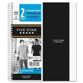 Mead Five Star 2 Subject Notebook   100 Sheet   College Ruled   9.5" x 6"   1 Each   White 