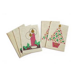 candle and tree pink christmas card set 4pk by aura que