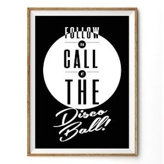 'disco ball' typography graphic art print by rock the custard