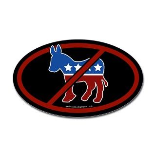 No Democrats Black Bumper Oval Decal by elephantusa
