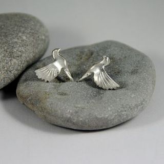 silver bird stud earrings by alice stewart
