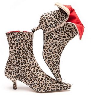 leopard print ankle boots by mandarina shoes