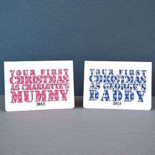 personalised first christmas as parents card by ruby wren designs