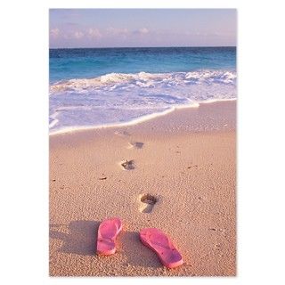 Pink flip flops on beach Invitations by ADMIN_CP_GETTY35497297