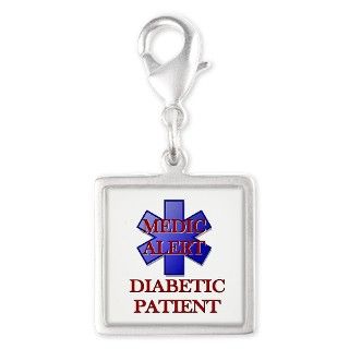 Medic Alert Diabetic Patient Silver Square Charm by 2heartsshop