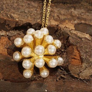 gold and white pearl cluster necklace by embers semi precious and gemstone designs