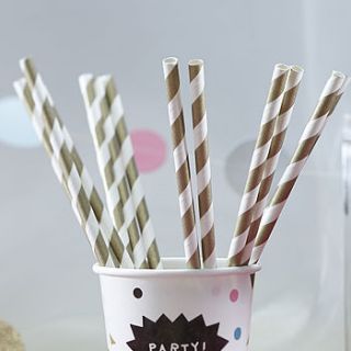 metallic gold stripey paper party staws by ginger ray