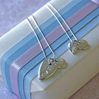 personalised mummy and me hearts necklace set by lily belle girl