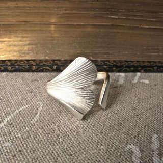 silver gingko adjustable ring by gama