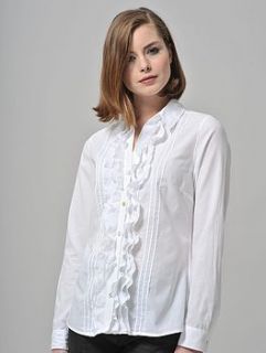 washed cotton frill front shirt by the shirt company