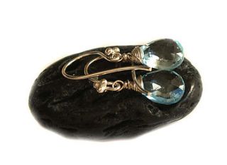 bridal blue topaz silver earrings by prisha jewels