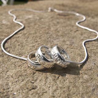 love, laughter, adventure silver necklace by tales from the earth