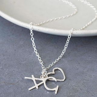 personalised heart and initial charm pendant by marie walshe jewellery