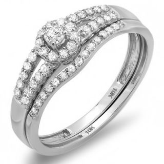 Dazzling Rock 14K White Gold Round Cut Diamond Bridal Set