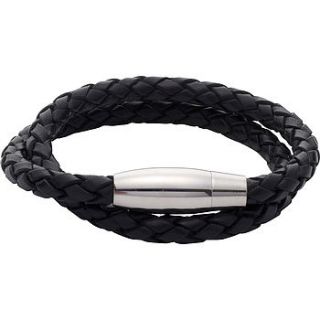 men's double leather plaited bracelet by simply special gifts