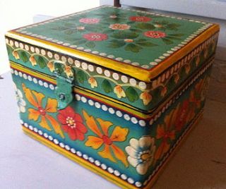 hand painted wooden storage box by the forest & co