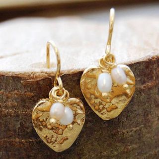 gold heart earrings with pearls by otis jaxon silver and gold jewellery