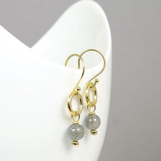 22 k gold plated labradorite ball earrings by begolden