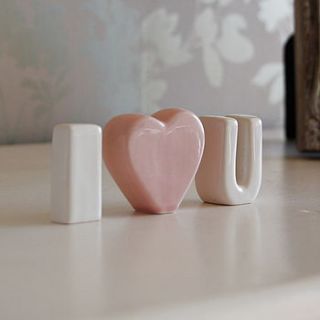 'i heart u' ceramic letters by the gift studio