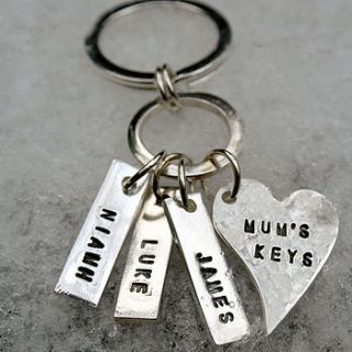 personalised silver name tag keyring by sayang silver