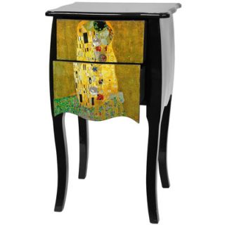 Oriental Furniture Lacquer Klimt The Kiss 2 Drawer Cabinet