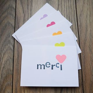 pack of five 'merci' cards by bonbon studio
