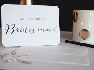 'will you be my bridesmaid' letterpress card by nataliepower