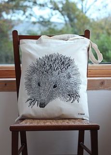 hedgehog print tote bag by bird