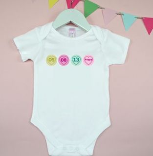 personalised girl's love heart baby grow by tillie mint
