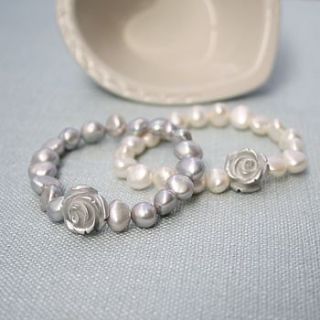 silver rose corsage bracelet by kathy jobson