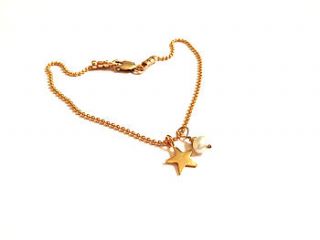 gold star and pearl bracelet by brox rocks